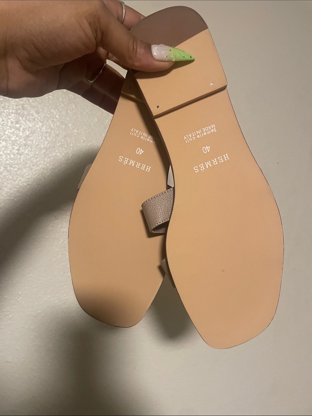 Women's Taupe Slide Sandals with Textured Upper - Casual Slip-On - Picture 2 of 3